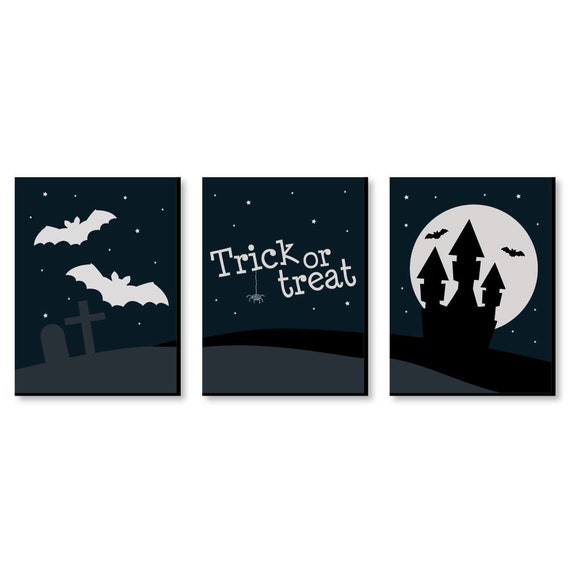 Trick or Treat Halloween Wall Art and Room Decor 7.5 x 10 inches