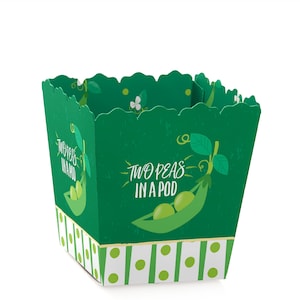 Double the Fun - Twins Two Peas in a Pod - Party Mini Favor Boxes - Baby Shower or First Birthday Party Treat Candy Boxes - Set of 12