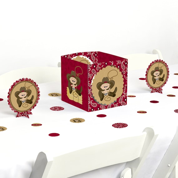 Cowboy Western Centerpiece & Table Decoration Kit - Little Cowboy Party Supplies - Baby Shower and Birthday Party Decorations - 39 Piece Set Il_570xn