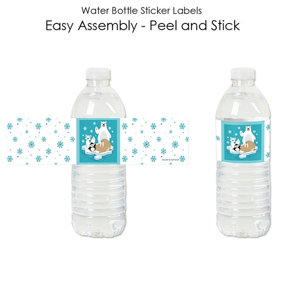 Arctic Polar Animals Winter Baby Shower or Birthday Party Water Bottle Sticker Labels Set of 20