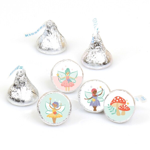 Let’s Be Fairies - Fairy Garden Birthday Party Round Candy Sticker Favors - Labels Fit Chocolate Candy (1 sheet of 108)