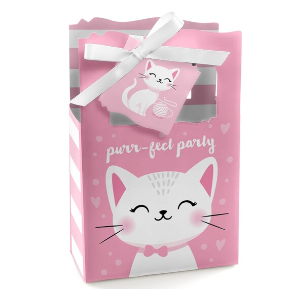 Purr-fect Kitty Cat - Kitten Meow Baby Shower or Birthday Party Favor Boxes - Set of 12 Il_570xn