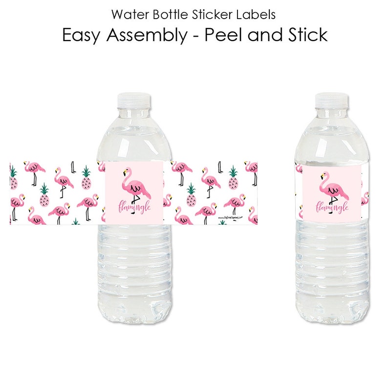 Pink Flamingo Water Bottle Sticker Labels Waterproof Self - Etsy UK