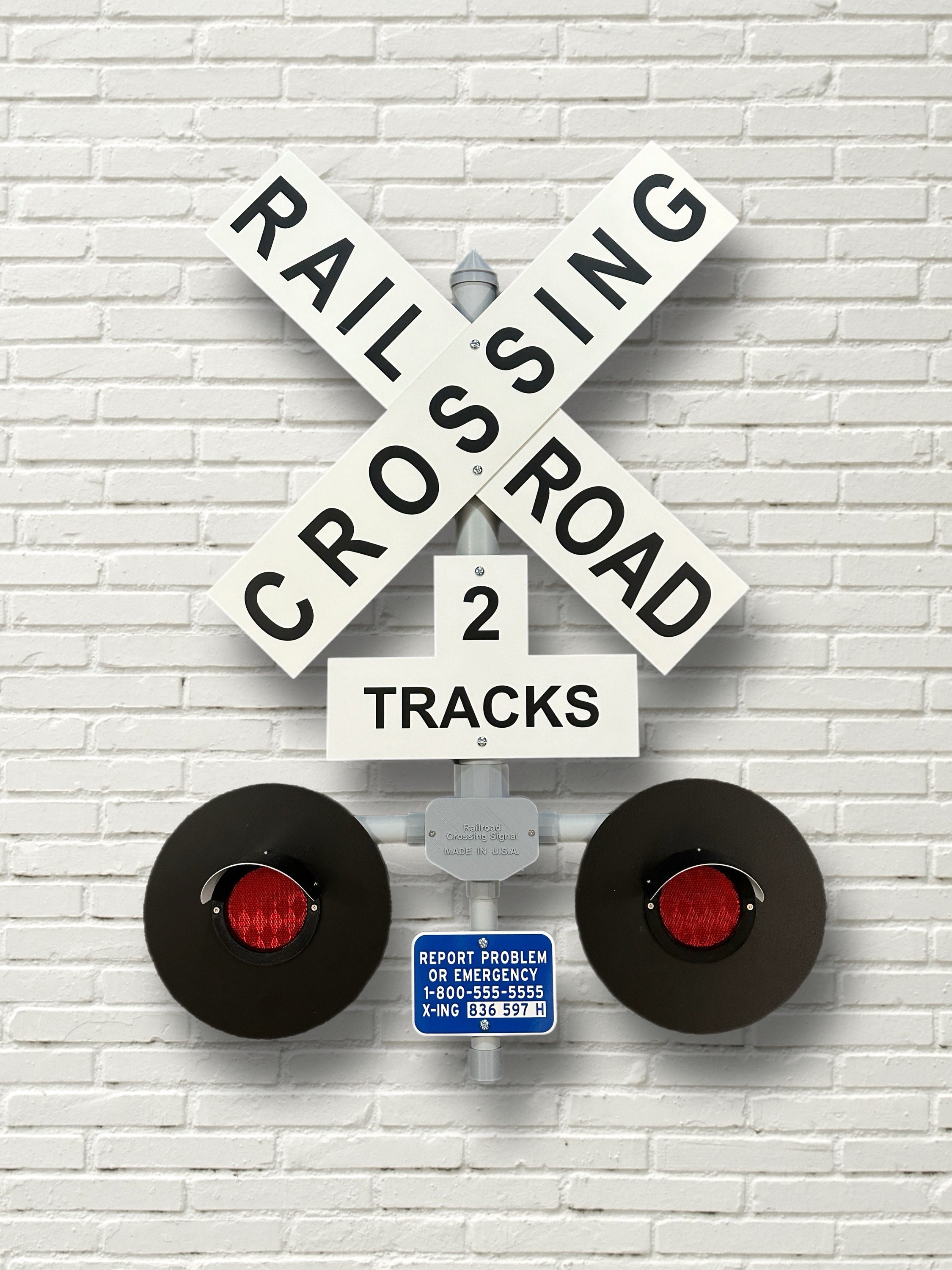 RAILROAD TRAIN CROSSING Signal Kit With Report Sign and Flashing