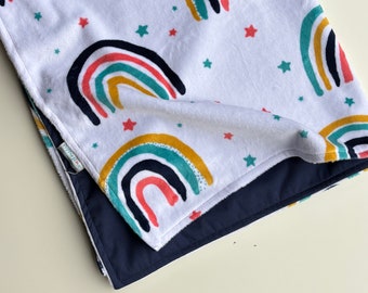 Rainbow Print Minky Waterproof Baby Blanket