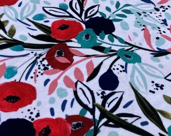 Modern Flower Print Soft Minky Throw Blanket, Indoor Outdoor Waterproof Blanket