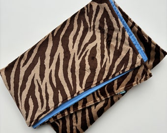 MarkDown!! Brown Zebra Print Minky Waterproof Baby Blanket