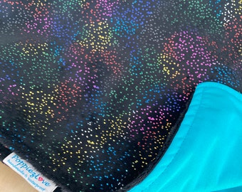 Rainbow Glitter Soft Minky Throw Blanket, Indoor Outdoor Waterproof Blanket