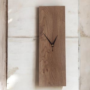 Handmade Ceramic Wall Clock – Wood Effect - Non-Ticking - 40cm x 15cm -  Vertical or Horizontal Mounting