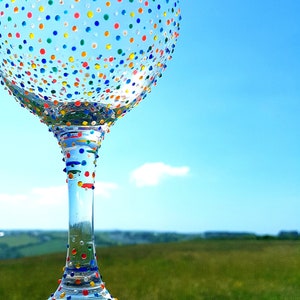 Hand Painted Decorated Large Balloon Gin Glass Wine Glass 645ml 'The Dot'