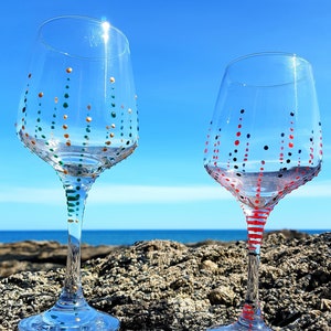 Hand Painted Decorated White Wine Glass 295ml &#39;The Crown&#39;