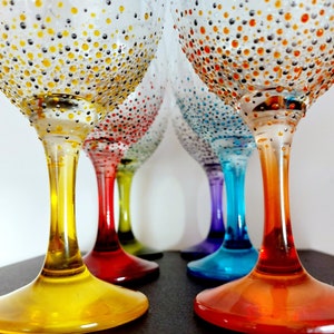 Hand Painted Tactile Coloured Wine Glasses Dishwasher Safe