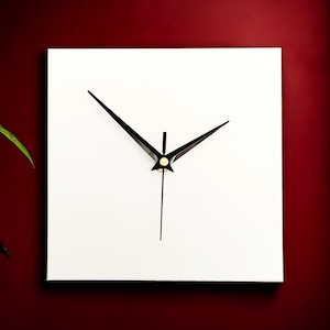 Relógio de parede quadrado branco minimalista moderno, decoração contemporânea para casa, 20 cm, silencioso (sem tique-taque).
