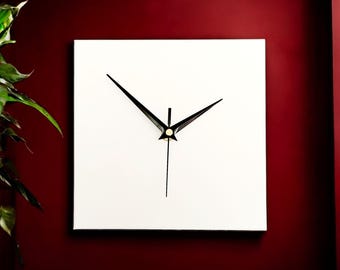 Modern Minimalist White Square Wall Clock, Contemporary Home Decor, 20cm, Silent Non-Ticking