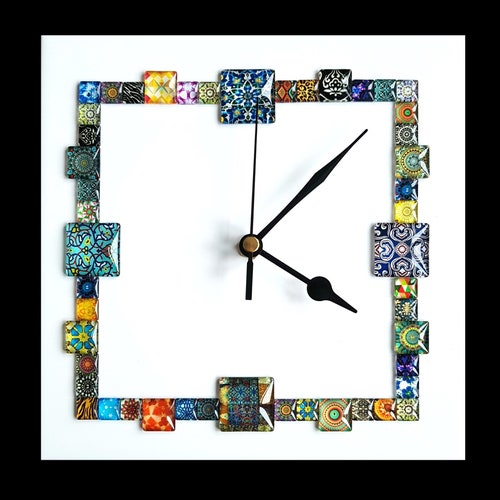 Handmade Modern Square Wall Clock Unique Clock in White & Etsy UK