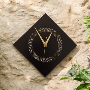 Hand Painted Unique Wall Clock, Black Diamond Clock, Circle Design, 28cm image 16