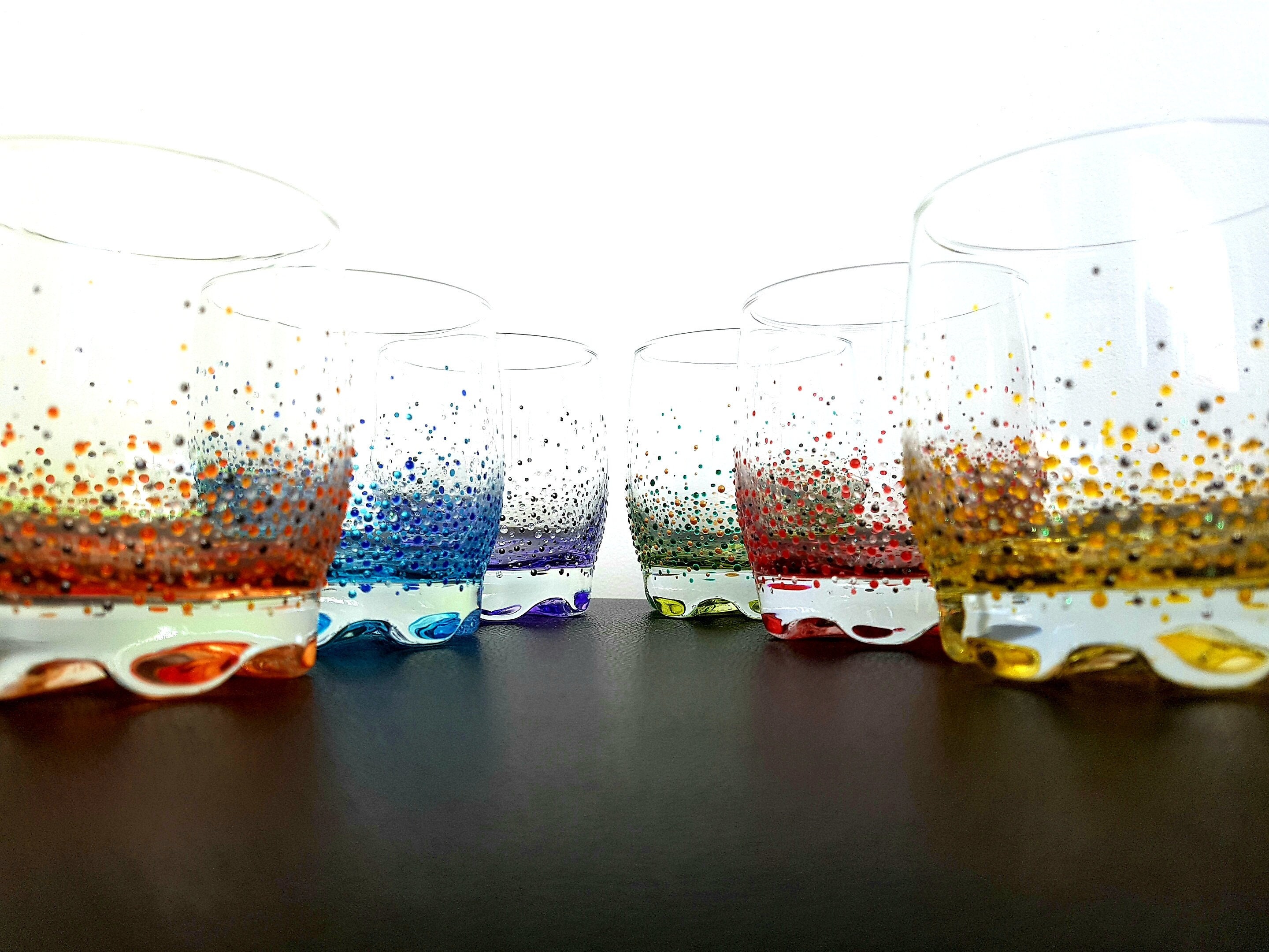 Hand Painted Coloured Spirit Tumbler Glass