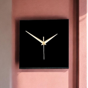 Reloj de pared cuadrado negro minimalista moderno, decoración contemporánea para el hogar, 20 cm, silencioso, sin tictac.