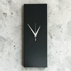 Modern Black Rectangle Wall Clock: Non-Ticking/Sweeping Hands (40cm x 15cm)