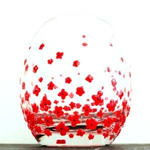 Hand Painted Glass Tumbler 'Poppy' Red Flower