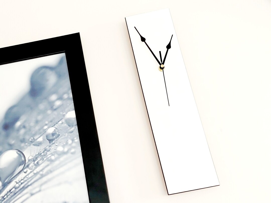 Minimalist Modern White Rectangle Wall Clock 40cm, Home Decor, Silent