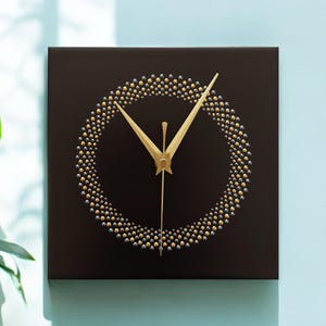 Hand Painted Black Square Wall Clock: Non-ticking/Sweeping Hands (20cm)