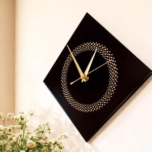 Hand Painted Unique Wall Clock, Black Diamond Clock, Circle Design, 28cm image 10