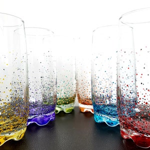 Hand Painted Tactile Coloured Hiball Glass Tumbler