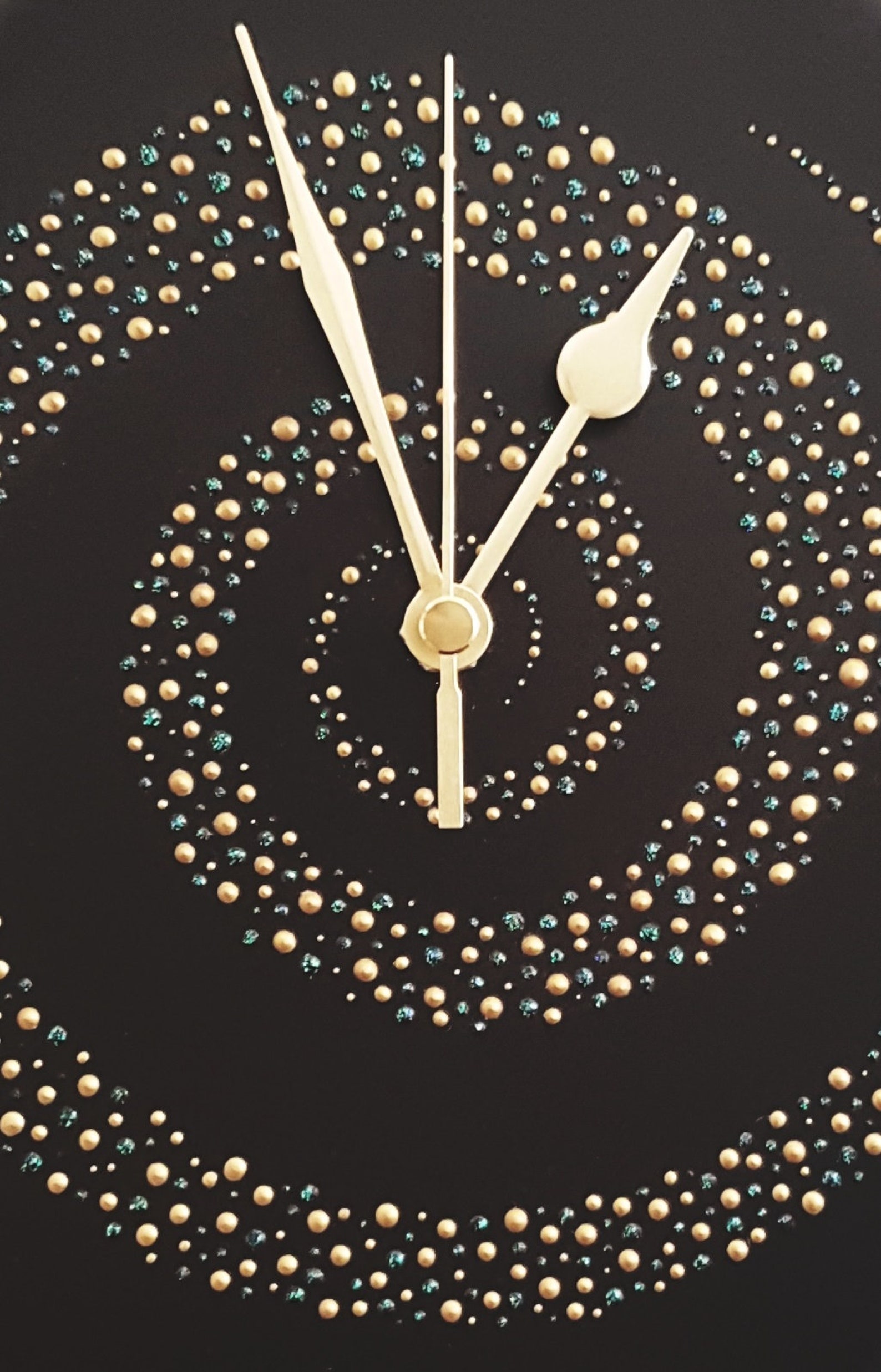 Unique Black Diamond Wall Clock Hand Painted 28cm Etsy UK