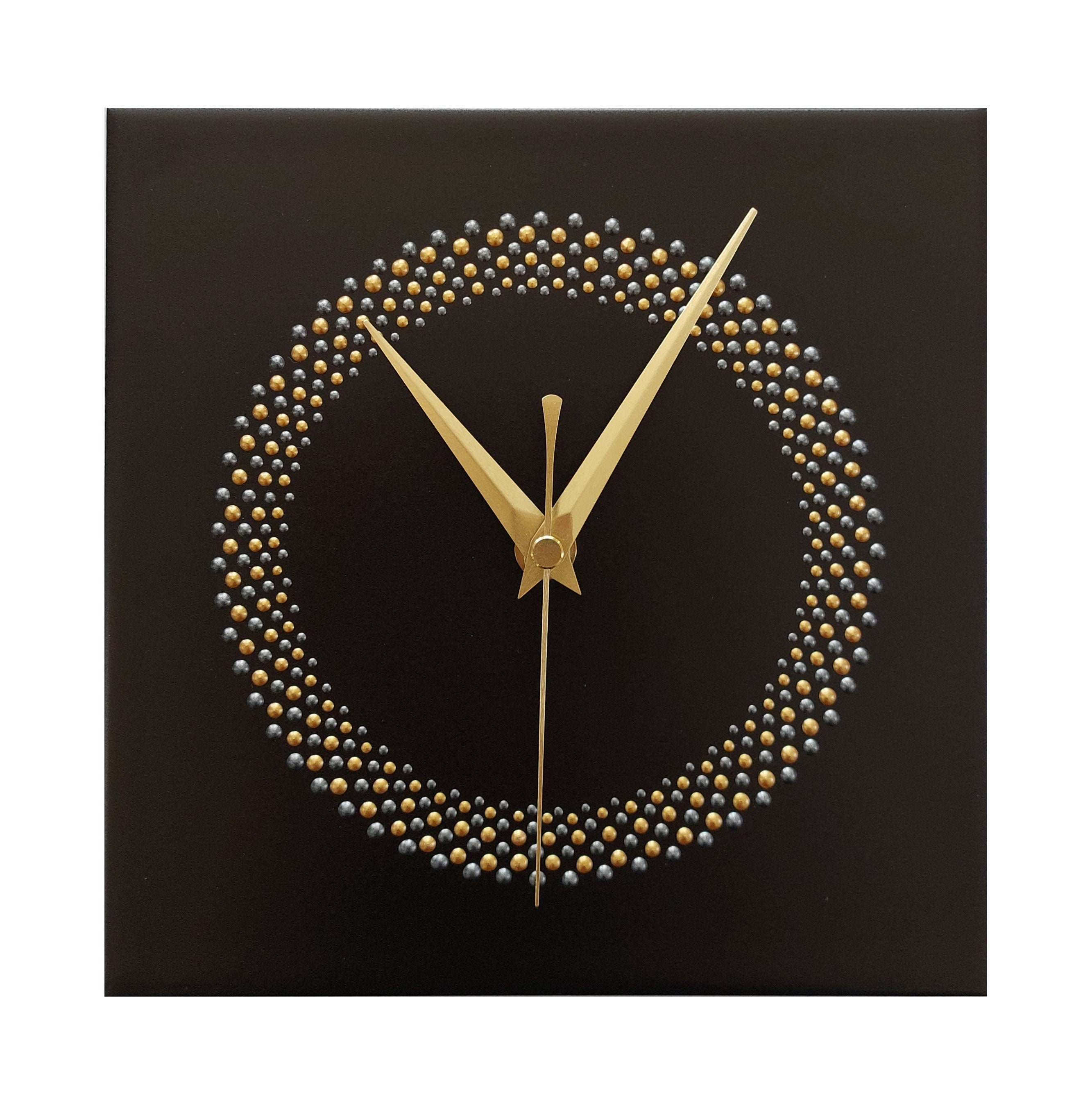 Hand Painted Unique Wall Clock Black Square Clock Circle Etsy UK