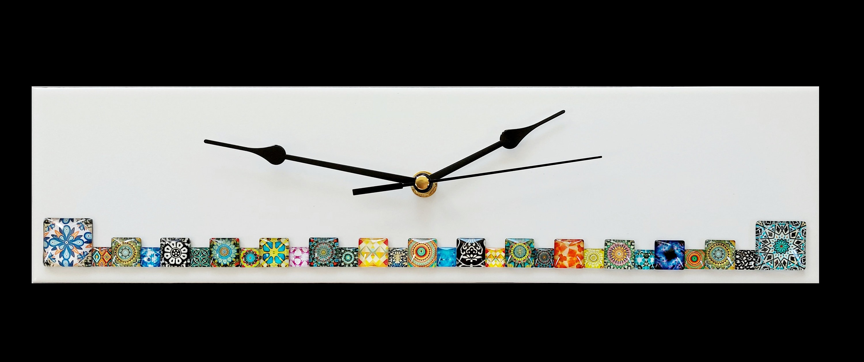 White Rectangle Cabochon Wall Clock 40x10cm Etsy