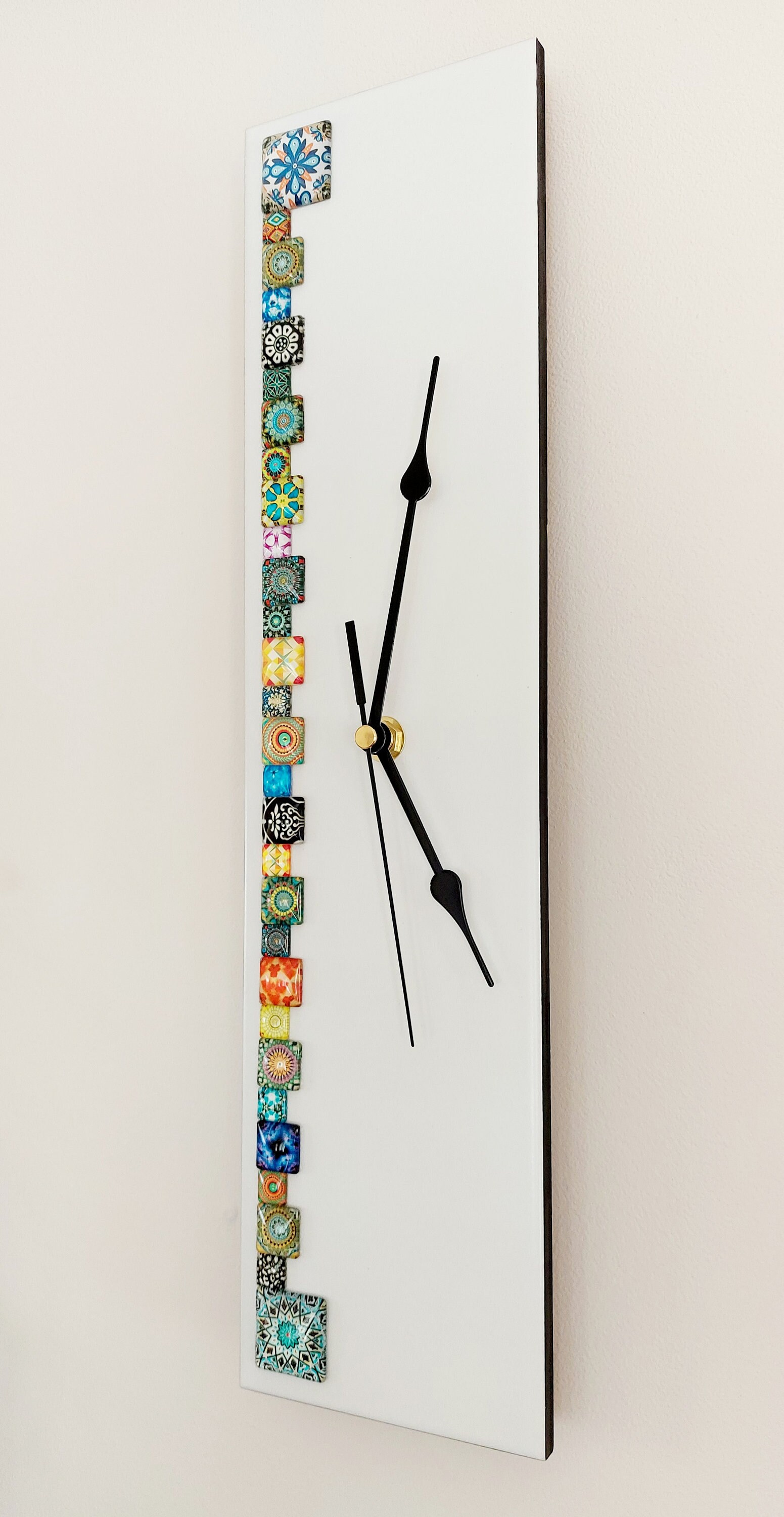 White Rectangle Cabochon Wall Clock 40x10cm Etsy