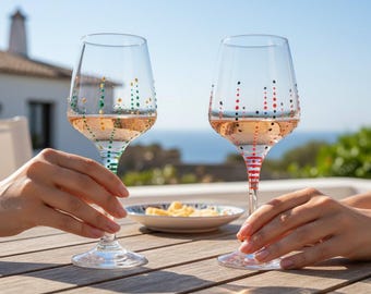 Hand-Painted Wine Glass - Unique Design, Dishwasher Safe