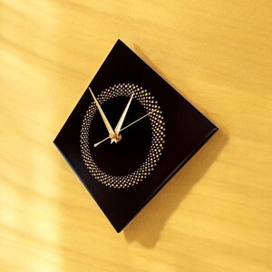 Hand Painted Unique Wall Clock, Black Diamond Clock, Circle Design, 28cm image 8