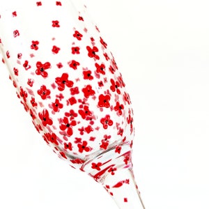 Hand Painted Decorated Tactile Prosecco Glass Champagne Flute 220ml 'Poppy'