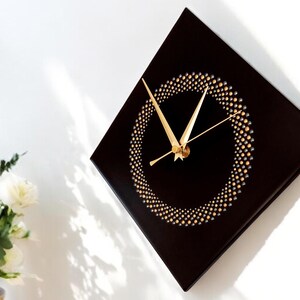 Hand Painted Unique Wall Clock, Black Diamond Clock, Circle Design, 28cm image 14
