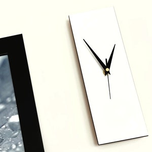 Minimalist Modern White Rectangle Wall Clock 30cm, Home Decor, Silent Non-Ticking