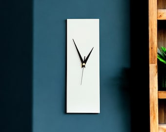 Modern Minimalist White Rectangle Wall Clock: Non-ticking/Sweeping Hands (30cm)