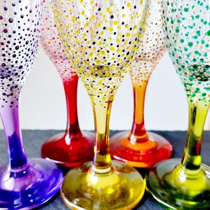 Hand Painted Decorated Prosecco Champagne Flute Glass 190ml Coloured Stem