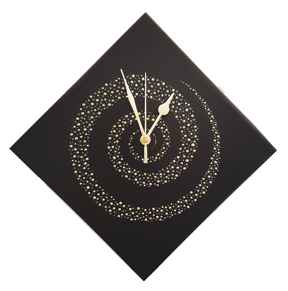 Unique Black Diamond Wall Clock Hand Painted 28cm Etsy UK