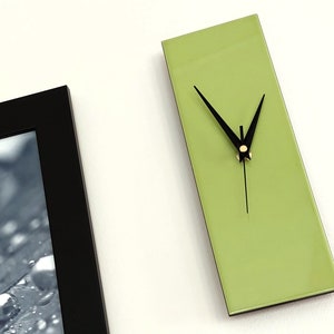 Minimalist Modern Wall Clock, Rectangle Lime Green Clock 30cm