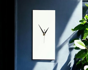Modern White Rectangular Wall Clock | Minimalist Home Decor | 40cm x 15cm | Non Ticking/Sweeping Hands