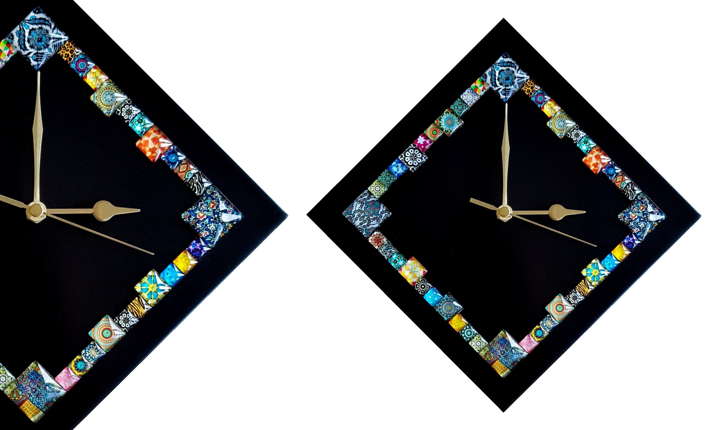 Black Diamond Wall Clock Unique Cabochon Wall Clock 28cm Etsy Hong Kong