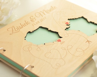 Personalisierte Mint Grün Duo Karte Holz Guest Book Ziel Hochzeit Fotoalbum