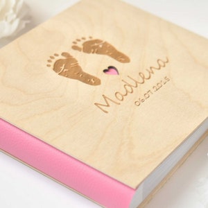 Personalized Baby Album with Cute Pink Heart and Footprint