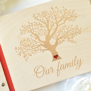 personalized wood photo album / family album / wedding album/ baby album / engraved / Photo Guest Book / Photo album image 1