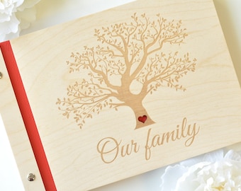 personalized wood photo album / family album / wedding album/ baby album / engraved / Photo Guest Book / Photo album