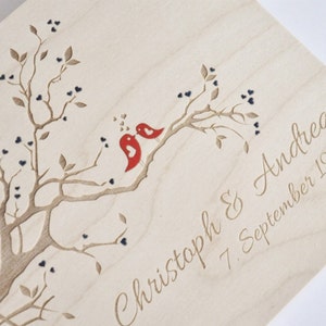 custom wood wedding guest book / album laser engraved image 1