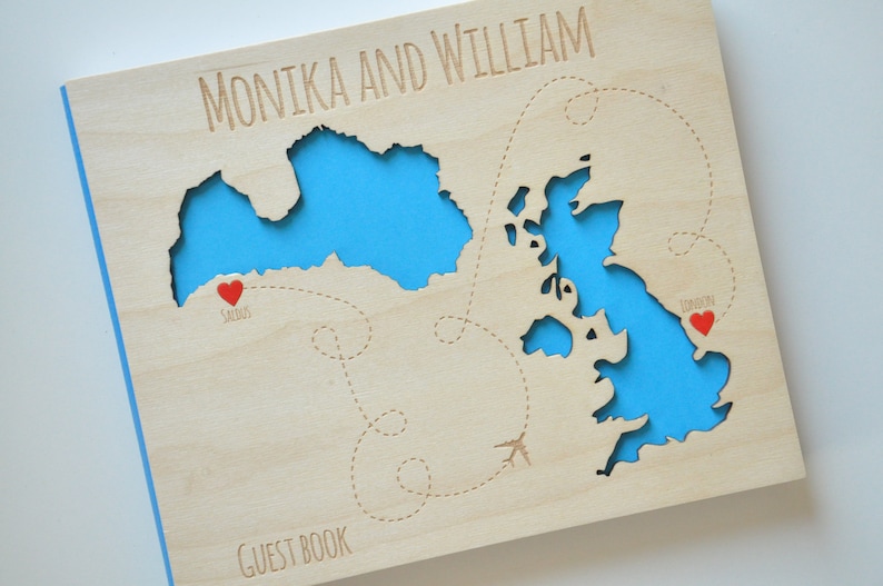 custom wood wedding guest book album laser engraved