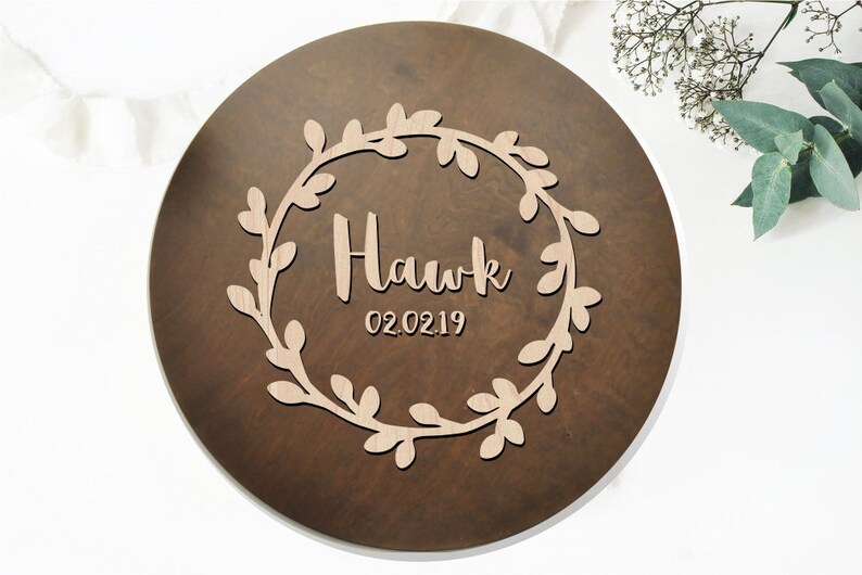 Large Romantic Floral 3D Wooden Guest Book Alternative Round Family Established Name Plague Sign Housewarming Wedding Gift